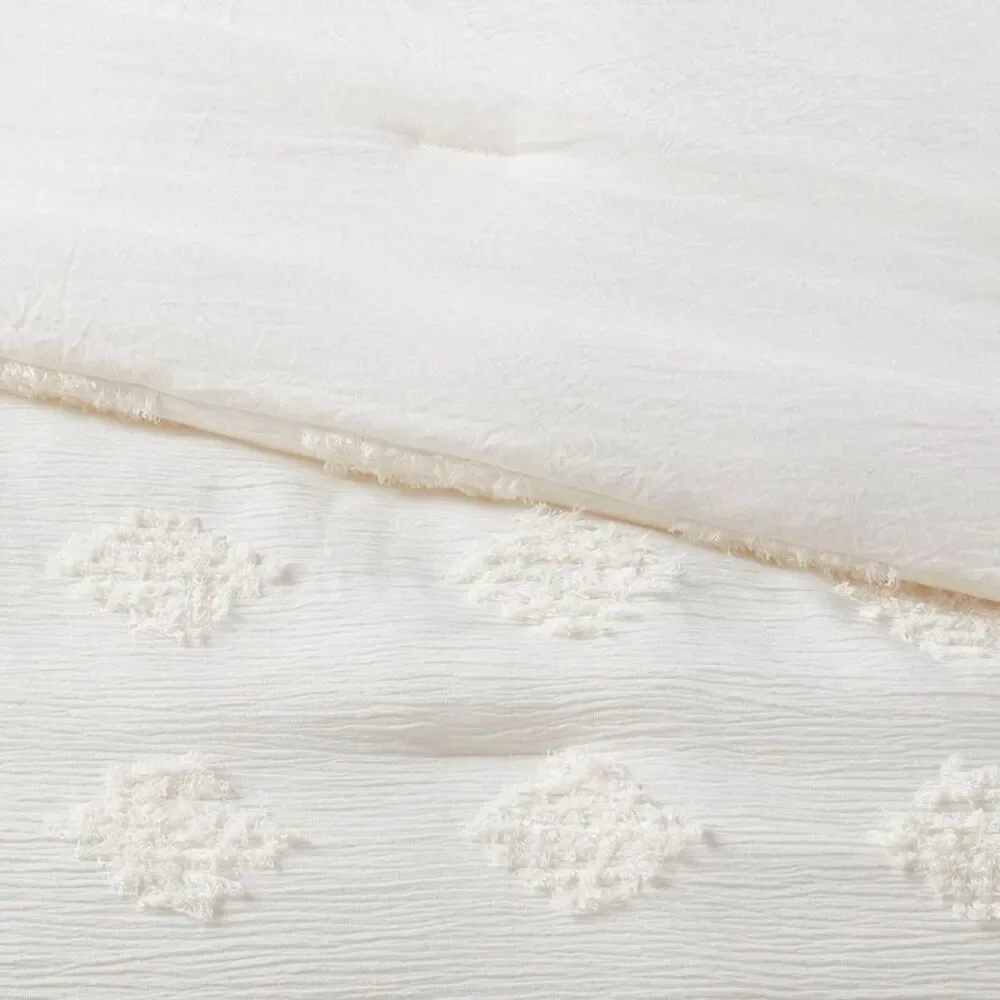 Threshold -  Jacquard Comforter Set Solid Crinkled Ye Off-White